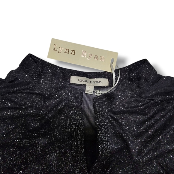 Lynn Ryan Sheer Black Blouse with Silver Glitter Size Large (L) Long Sleeve NWT - Picture 5 of 12